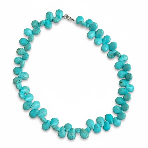 Vintage Jewelry - Turquoise Western Boho Teardrop Beaded Statement Necklace